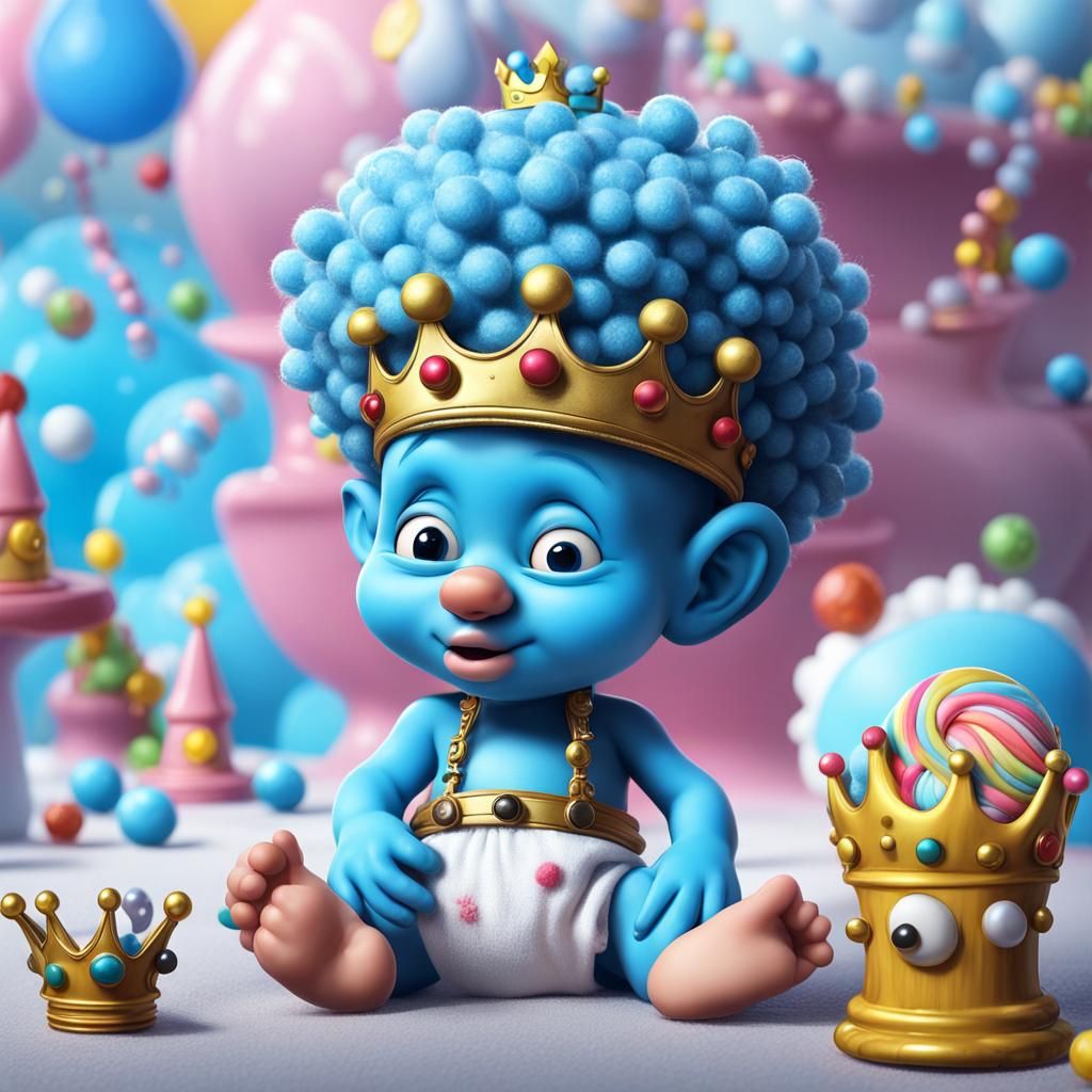 Baby Smurf King with Dreadlocks in Candy Art Style
