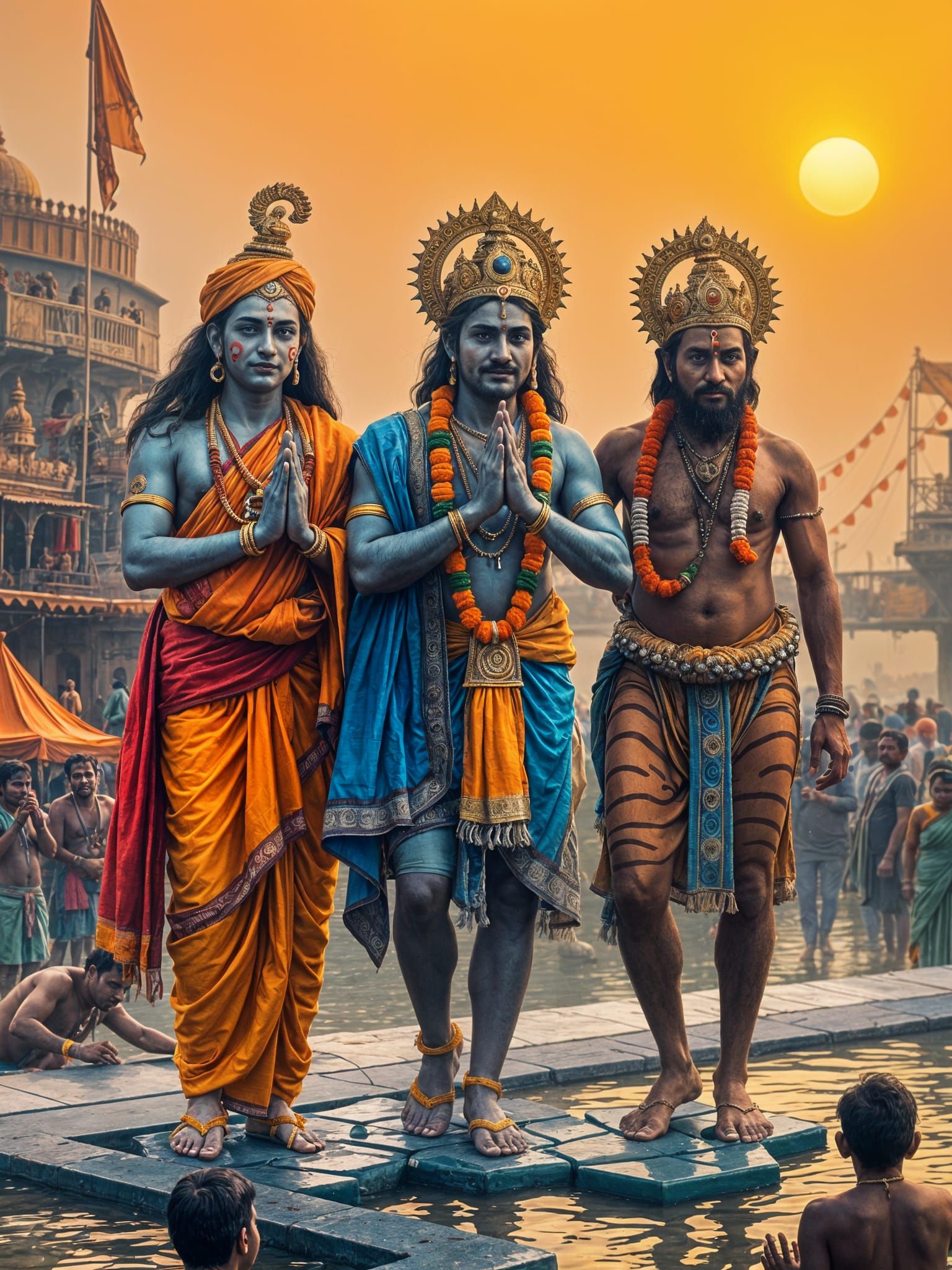 Brahma Vishnu Mahesh attending Kumbh Mela
