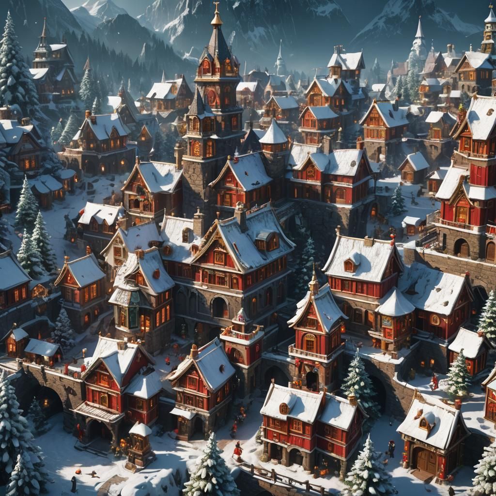 Pomeranian in Christmas Outfit: Detailed Matte Painting