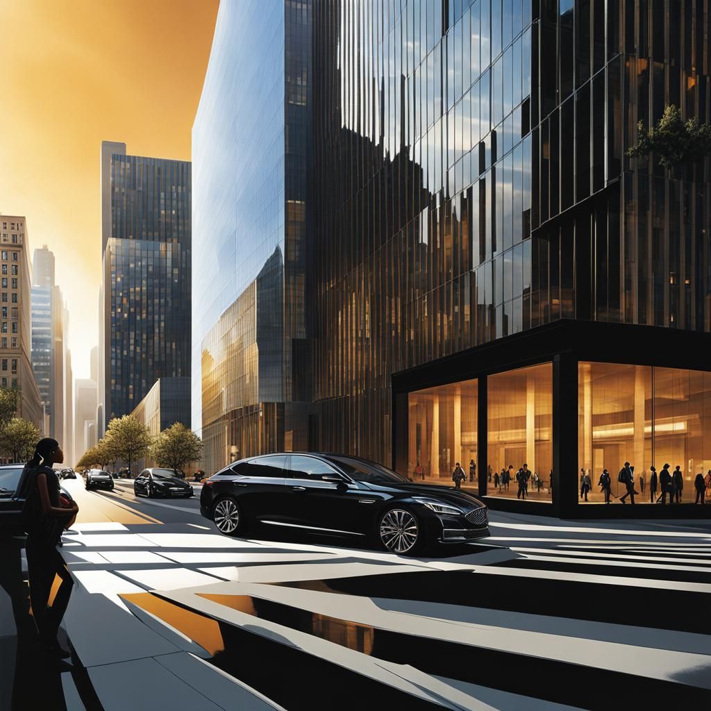 Elegant Woman in Cityscape, Cinematic Style