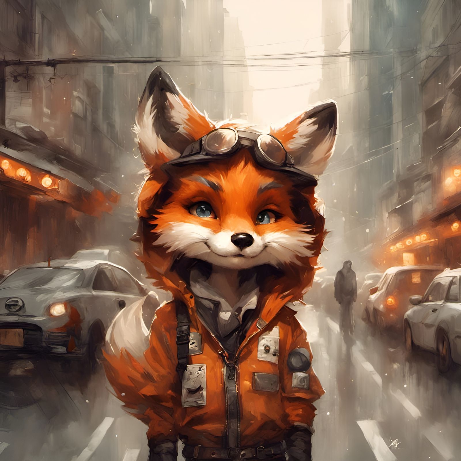 Chibi Furry Fox in Street Clothes