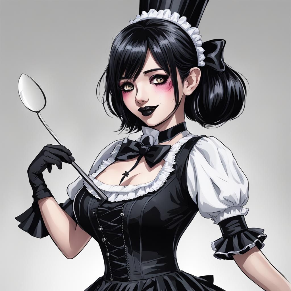 Happy Goth Maid Portrait