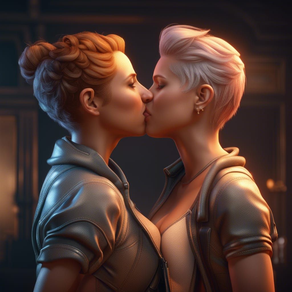 Lesbians Kissing: 3D Game Cinematic Render