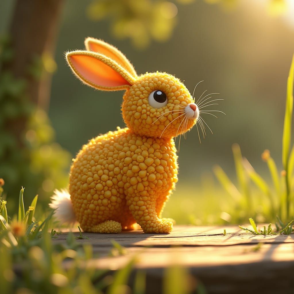 Whimsical Corn Kernel Rabbit Comes to Life in Rural Landscap...