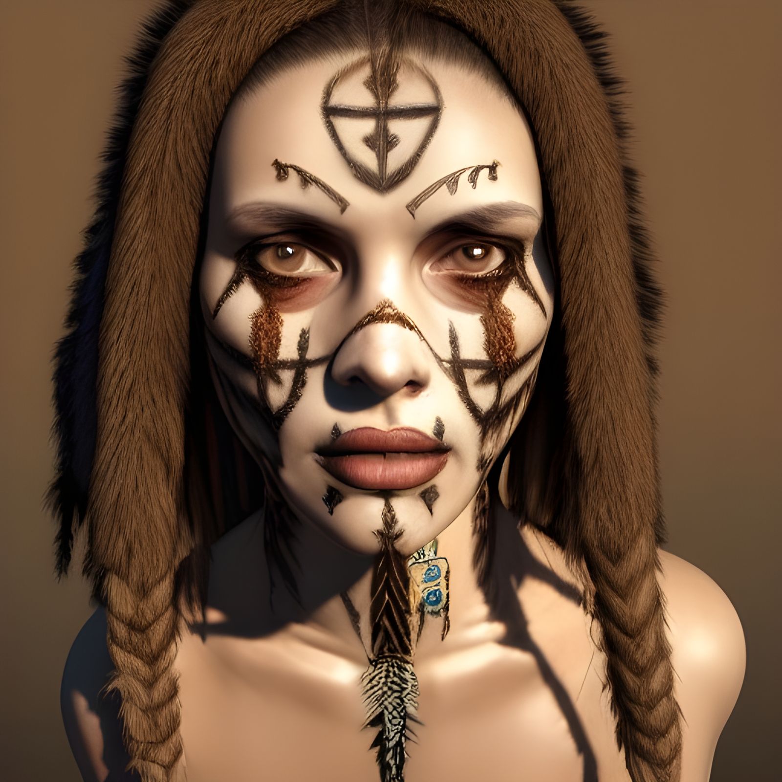 Prehistoric Bone Shaman Woman in Hyperrealistic 8k