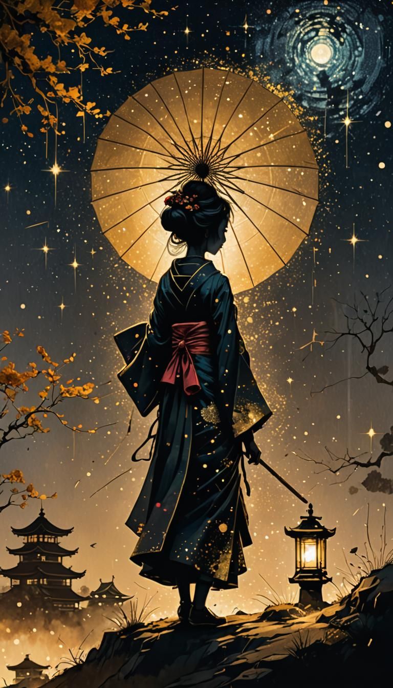 highly intricately detailed backshot of the silhouette a lon...