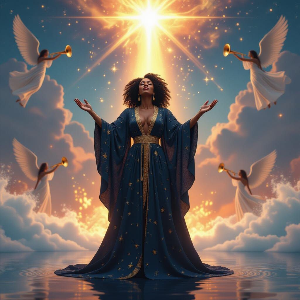 Radiant Woman in Divine Light: A Spiritual Masterpiece