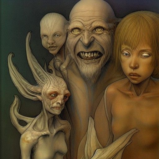 Akira-Inspired Toddlers with Aged Features in Fantasy Style