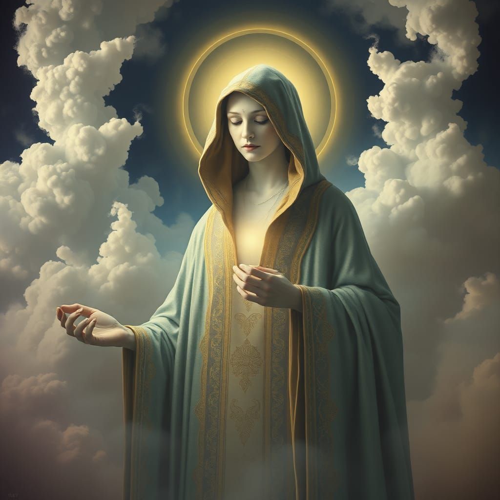 Karma Embodied: Ethereal Being in Surreal Landscape