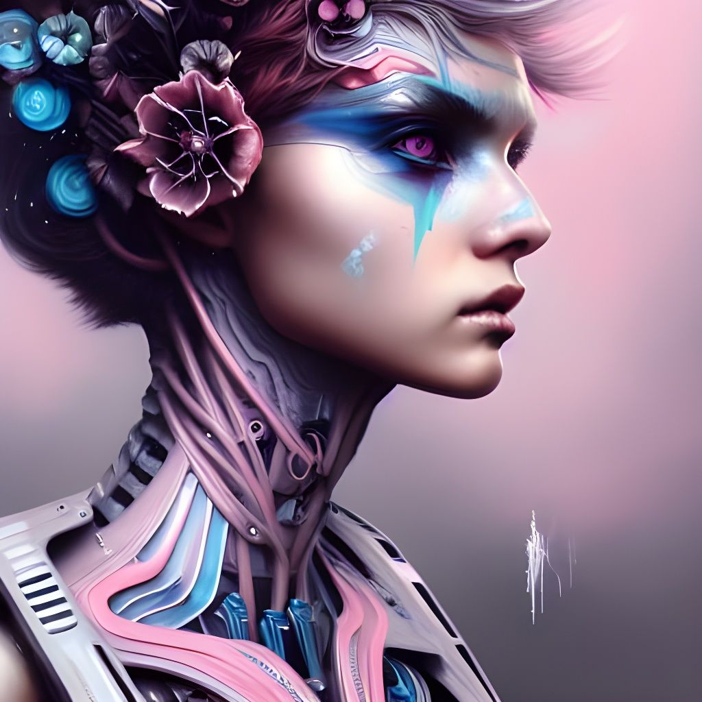 Humanoid Girl with Pastel Accents in Digital Art