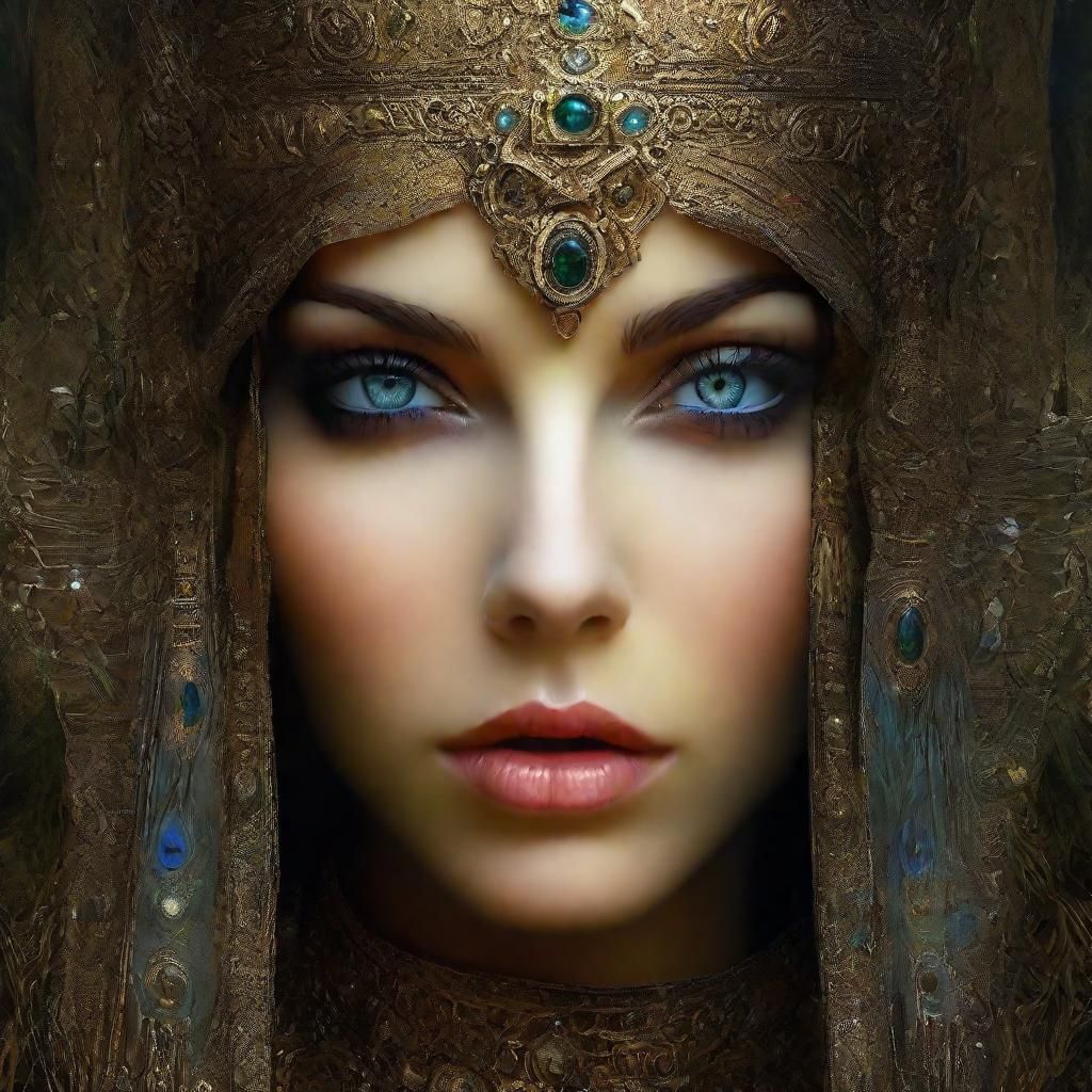 Enchantress with Perfect Eyes in Fantasy Art Style