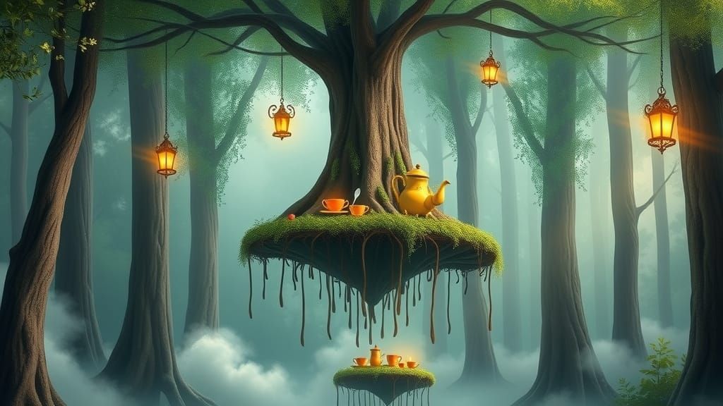 Upside-Down Tea Party in Floating Forest