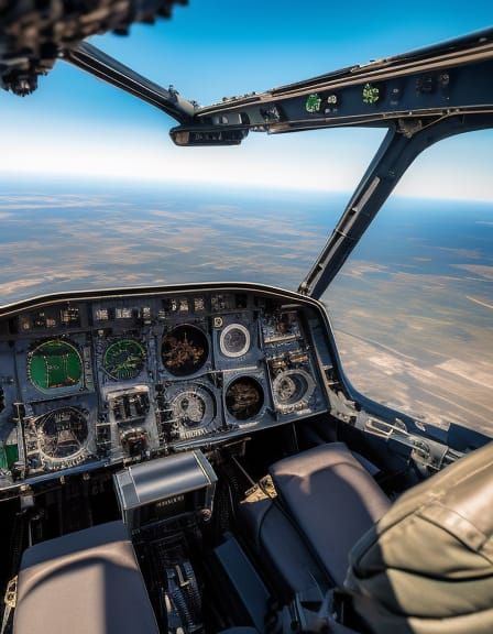 A pilot in a cockpit (First Person View)