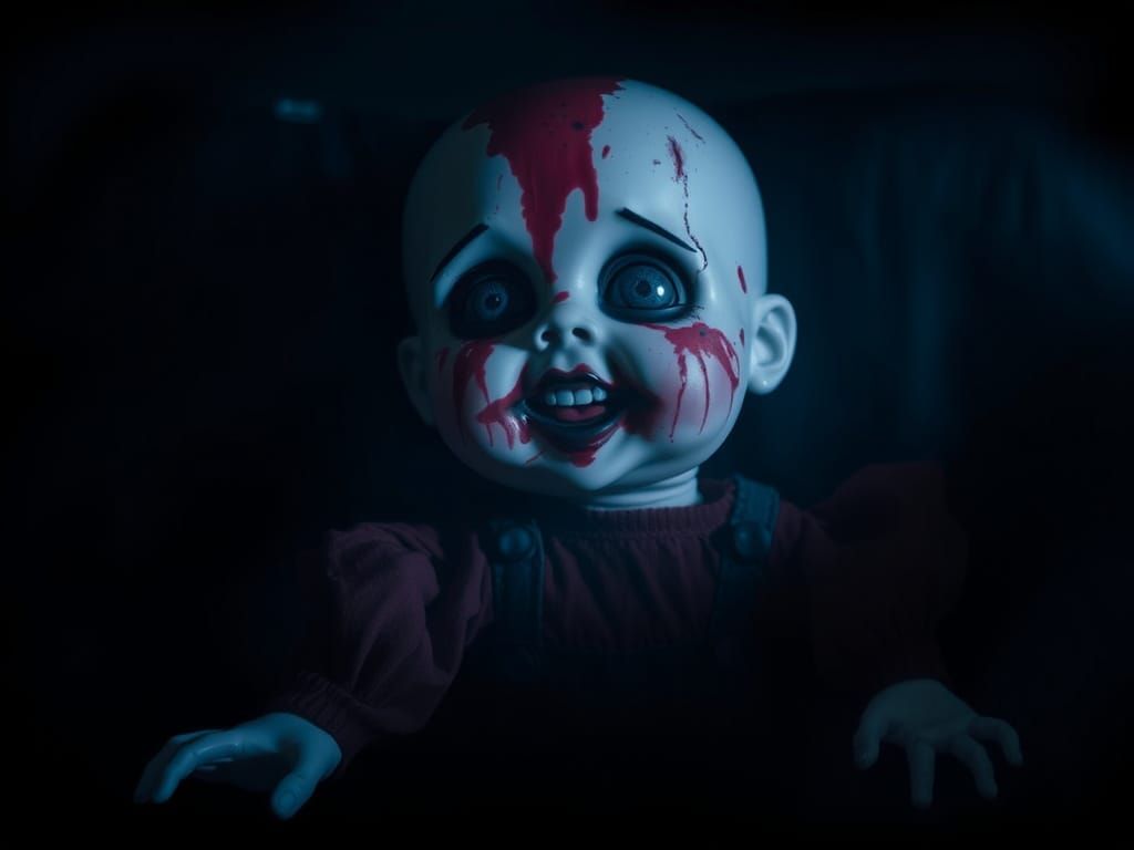 Macabre Doll in Midnight Shadows