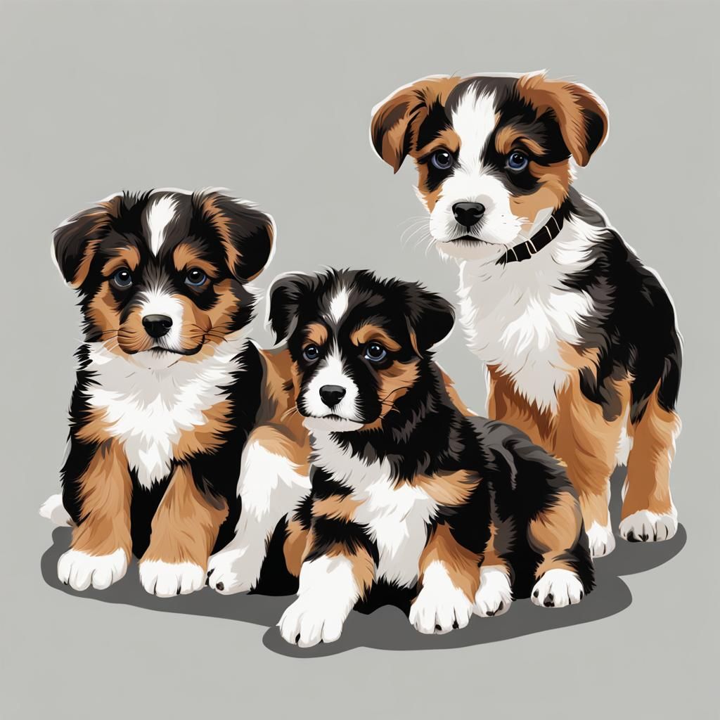 Three Adorable Puppies Generated by AI