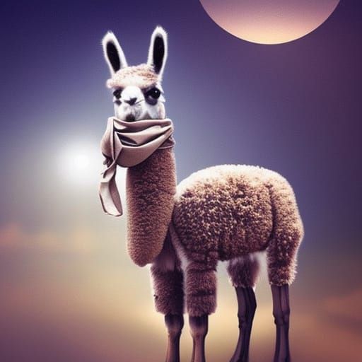 Llama Wearing Hijab in Digital Matte Painting