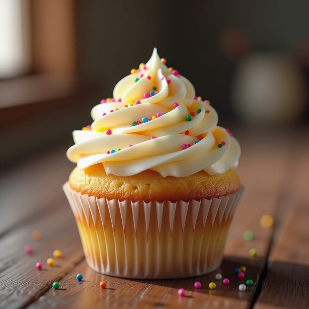Delicious Vanilla Cupcake with Sprinkles as Digital Art