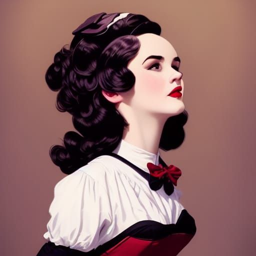 Gothic Maid Portrait in Art Nouveau Style