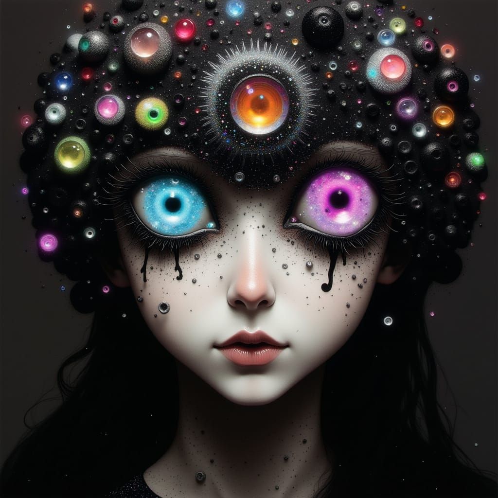 Mystical Being with Gemstone Eyes in Hyper-Realistic Style