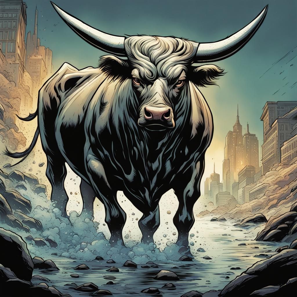 Stylized Bull in Comic Book Art Style
