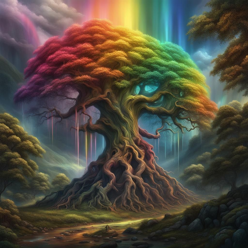 Rainbow Soul Tree: Epic Digital Matte Painting