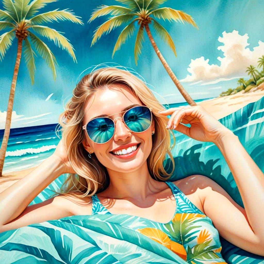 Idyllic Tropical Island Getaway in Vibrant Colors