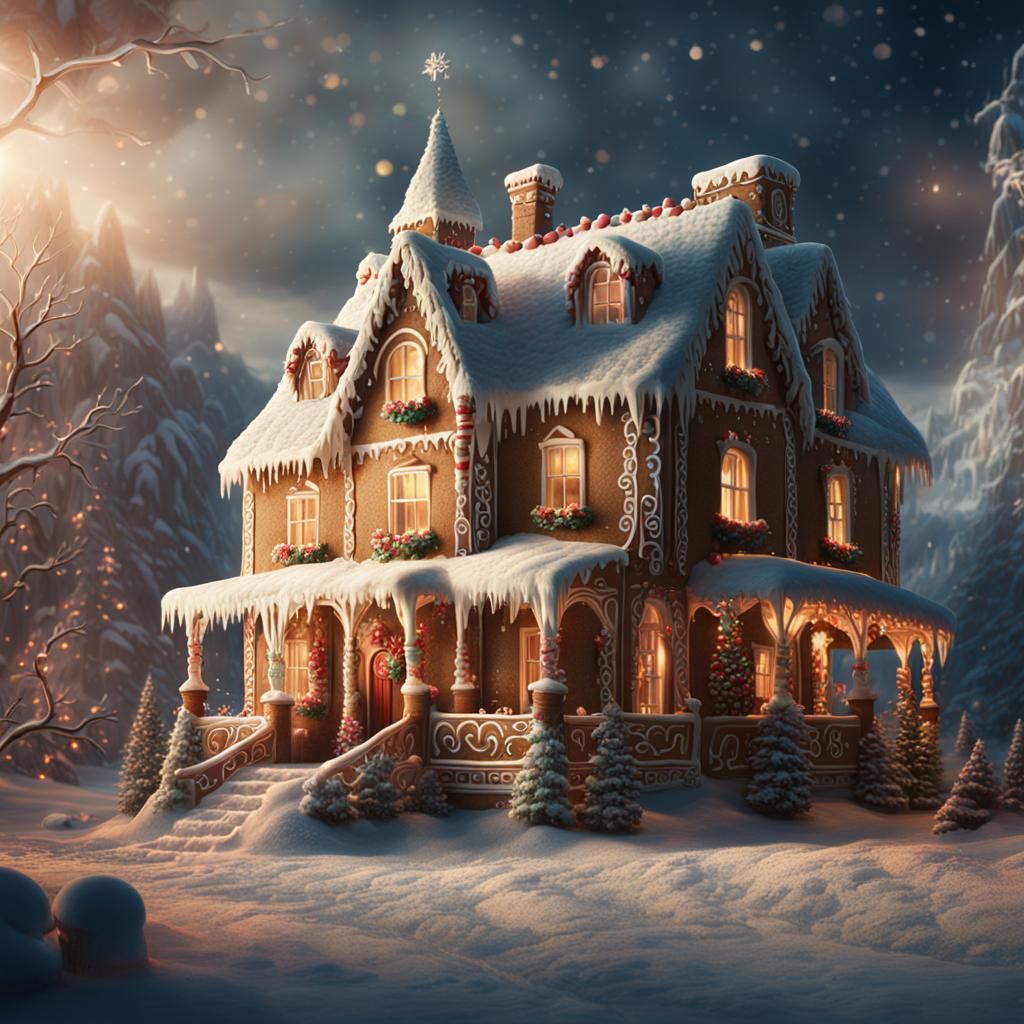 Intricate Gingerbread House: Digital Matte Painting