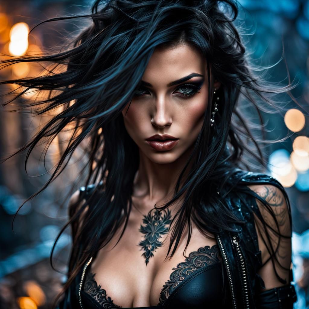 Gothic Fairytale: Modern Girl Portrait in Splash Art