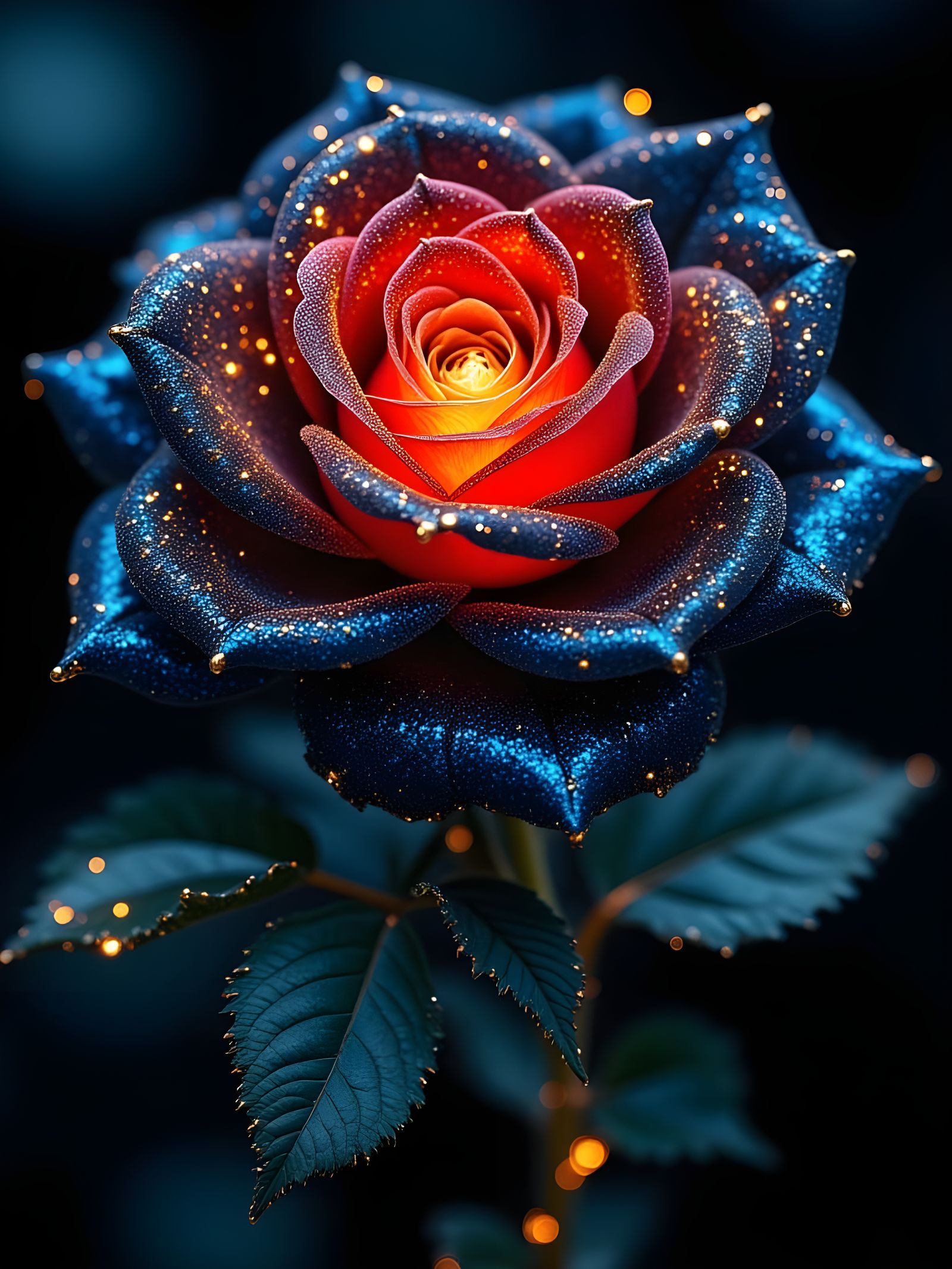 Black Rose Portal with Cosmic Light