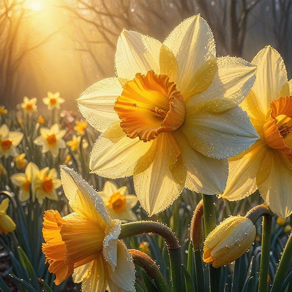 Beautiful early morning daffodils