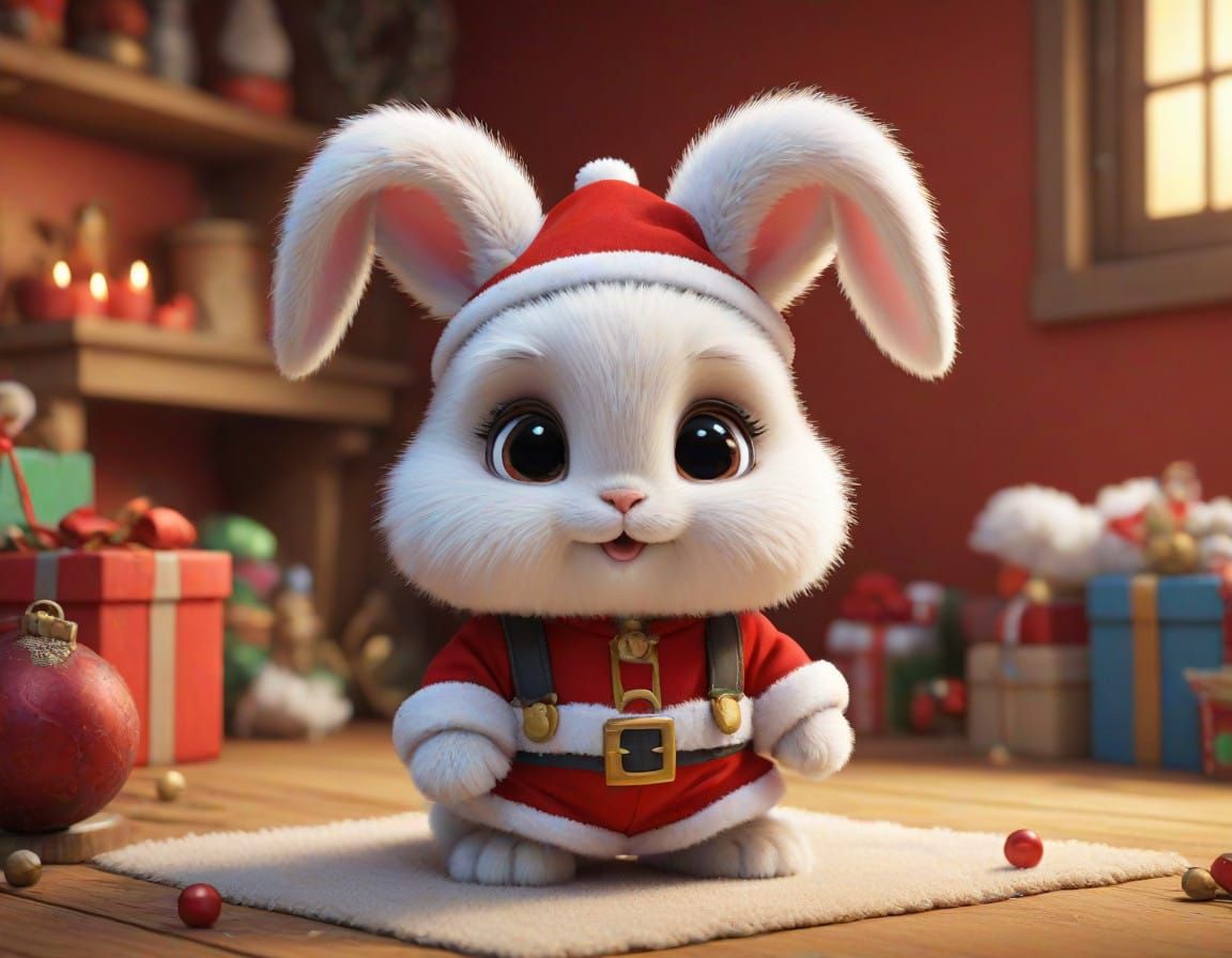 A Cuddle Bunny in Santa's Workshop