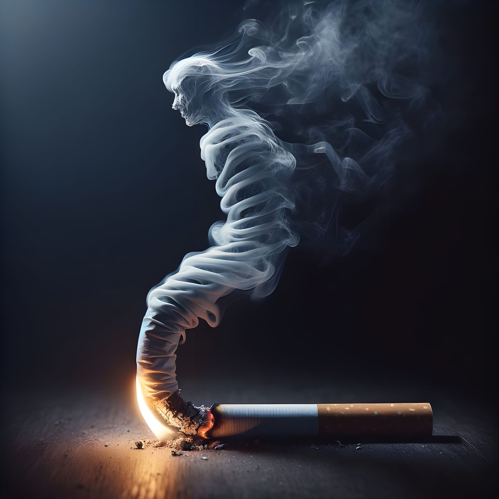 Ephemeral Warning: A Smoking Figure Consumed by Time