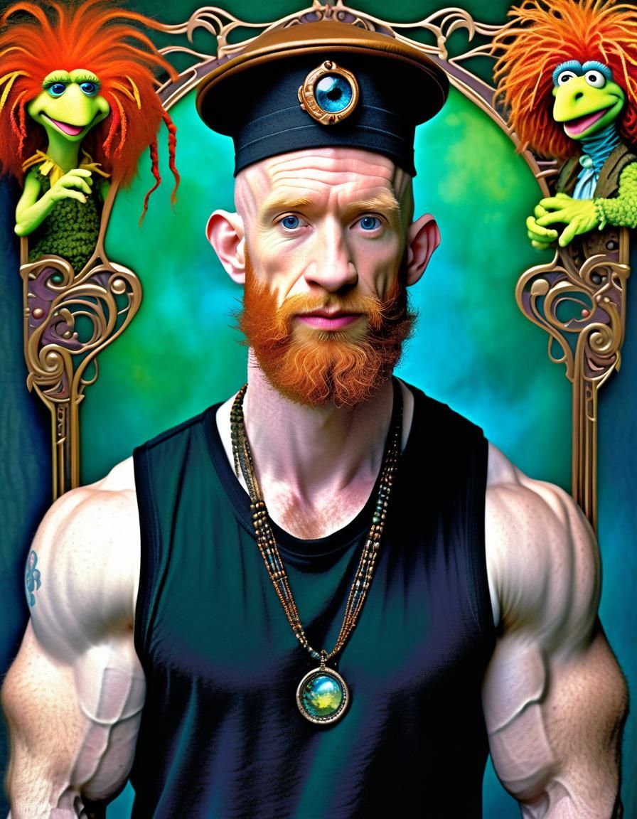 Cute ginger man with big ears in a fraggle world