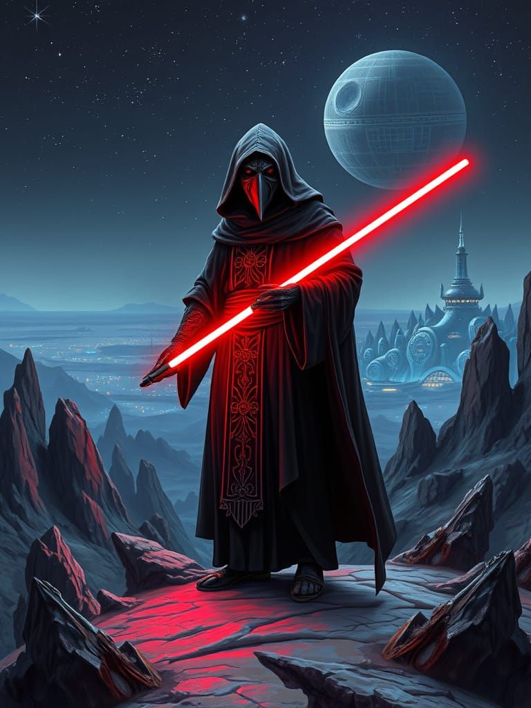 Lightsaber Plague Doctor on Alien Planet