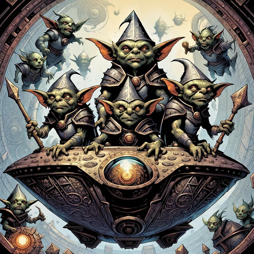 Medieval Goblins in Spaceship: Comic Book Art