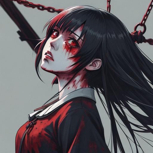 Anime Girl in Tragic Scene, Cel-Shaded Style