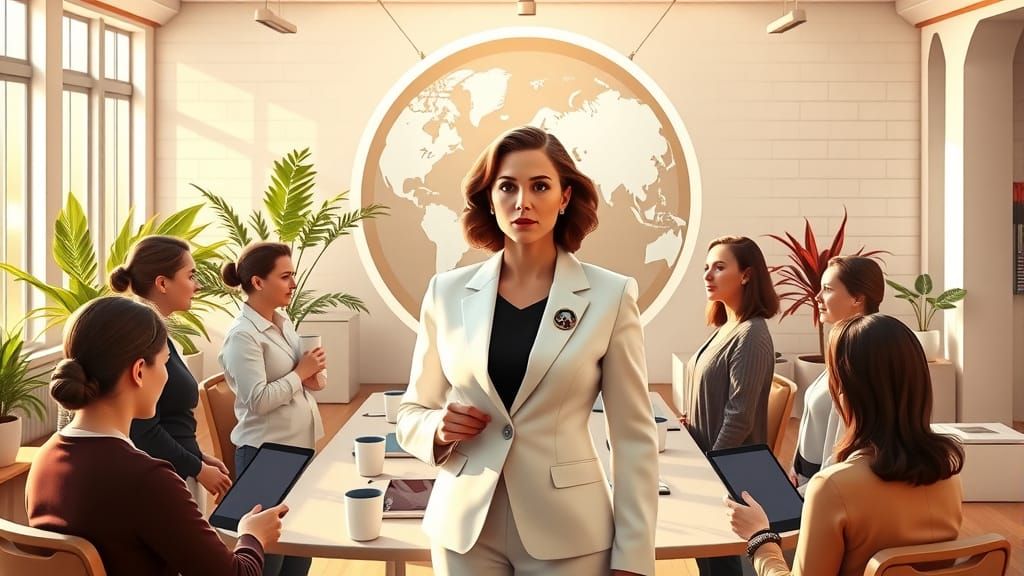 Princess Leia Leads Meeting in Modern Office