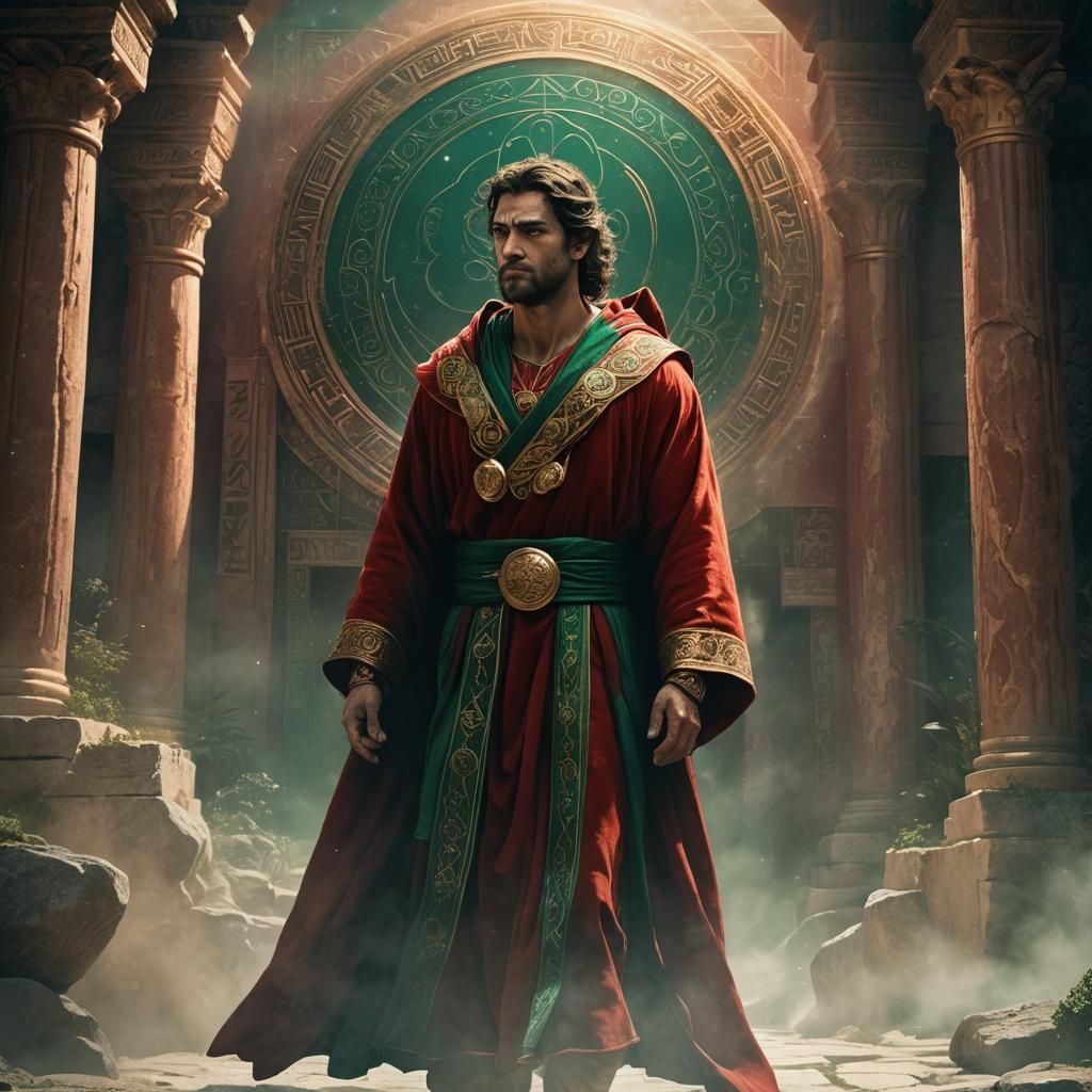 Mystical Greek Male Portrait in Hyperrealistic Digital Art