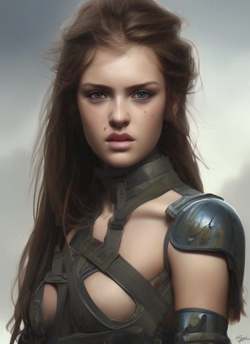 Battle Ready Girl: Detailed Concept Art Portrait