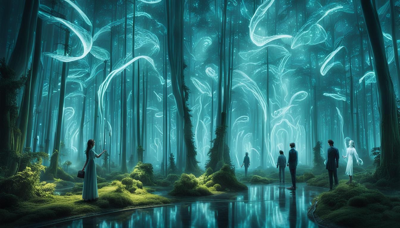 Ethereal Figures in a Glass Forest