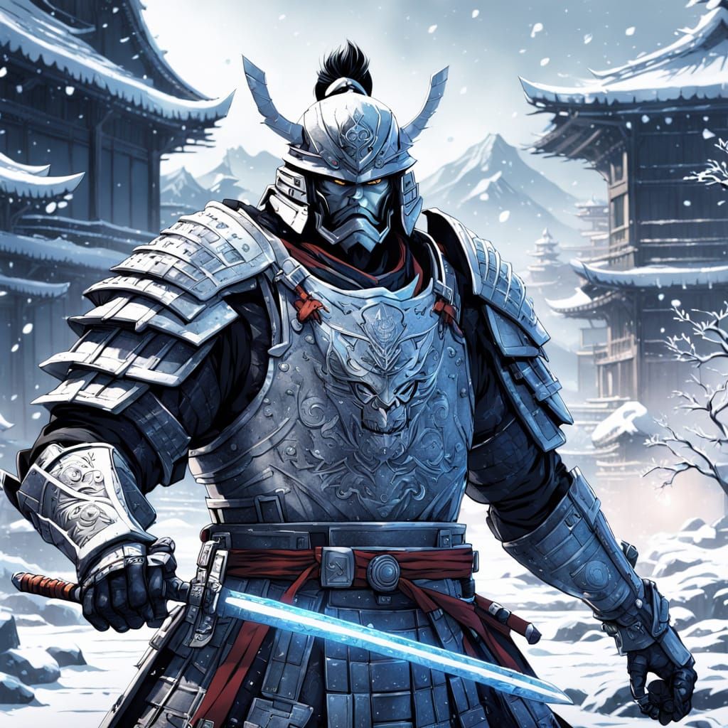 Realistic Anime Samurai Wields Ice Sword in Frosty Japanese ...