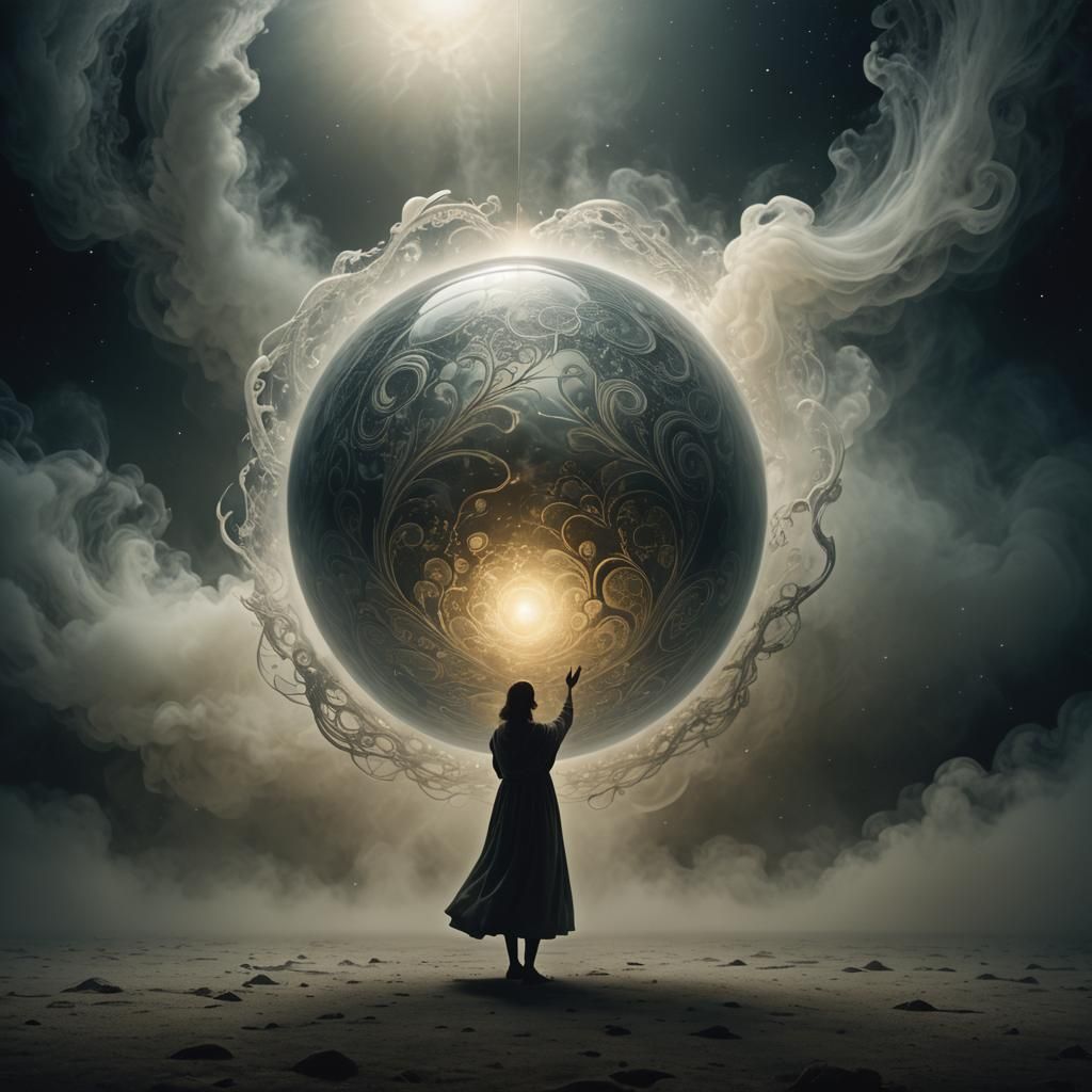 Ethereal Glowing Orb in a Surreal Void