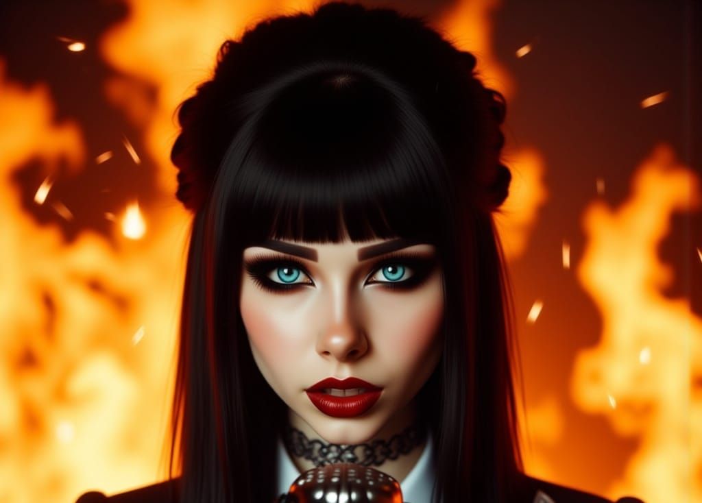 Victorian Singer Performs Amidst Fiery Flames