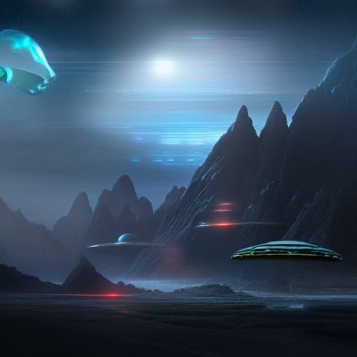 Epic Arcturian Alien in UFO: Digital Matte Painting