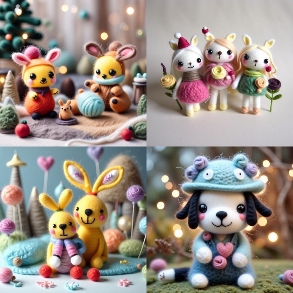 Cute Felted Pets in Wool Style