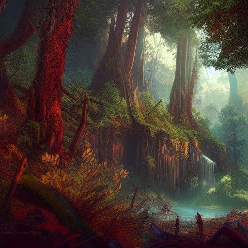 Fantastical Secret Hideout in Forest Concept Art