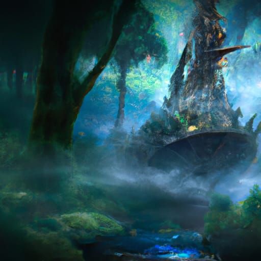 a warship coming out of the dark forest of no return coming ...