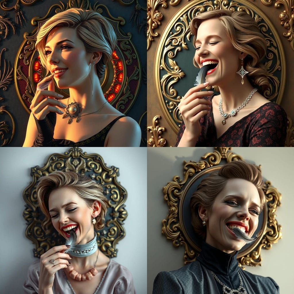 Laughing Disembodied Head Portrait in Hyperdetailed Style