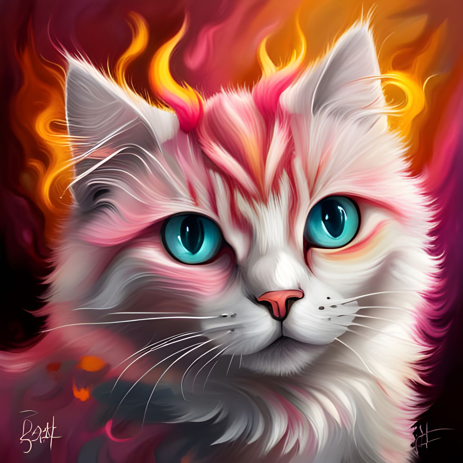 Epic Demon Calico Cat with Demon Wings
