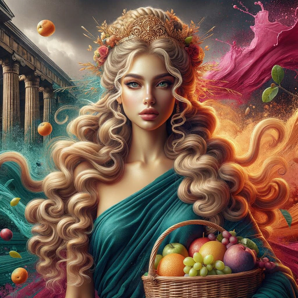 Greek Goddess of Fertility in Digital Art Style